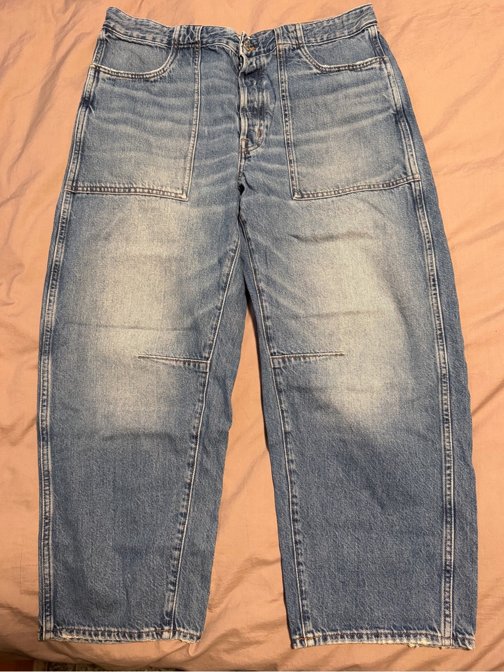 Madewell Darted Barrel Leg Utility Medium Blue, size 30 Jeans